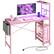 Front. Bestier - 44-inch Gaming Desk with 4-Tier Storage Shelves, RGB Lights & USB Charging - Pink Carbon Fiber.