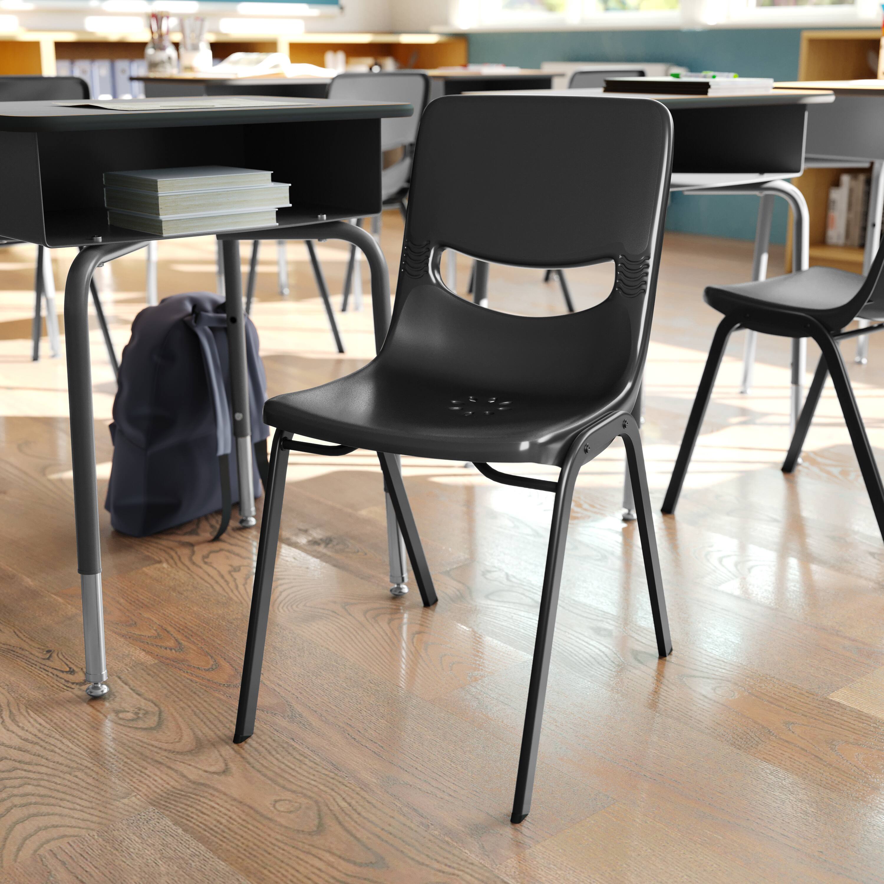 Alt View 1. Flash Furniture - HERCULES Heavy-Duty Flex Comfort Classroom Stack Chair with Powder-Coated Frame and Black Ergonomic Back and Seat - Black.