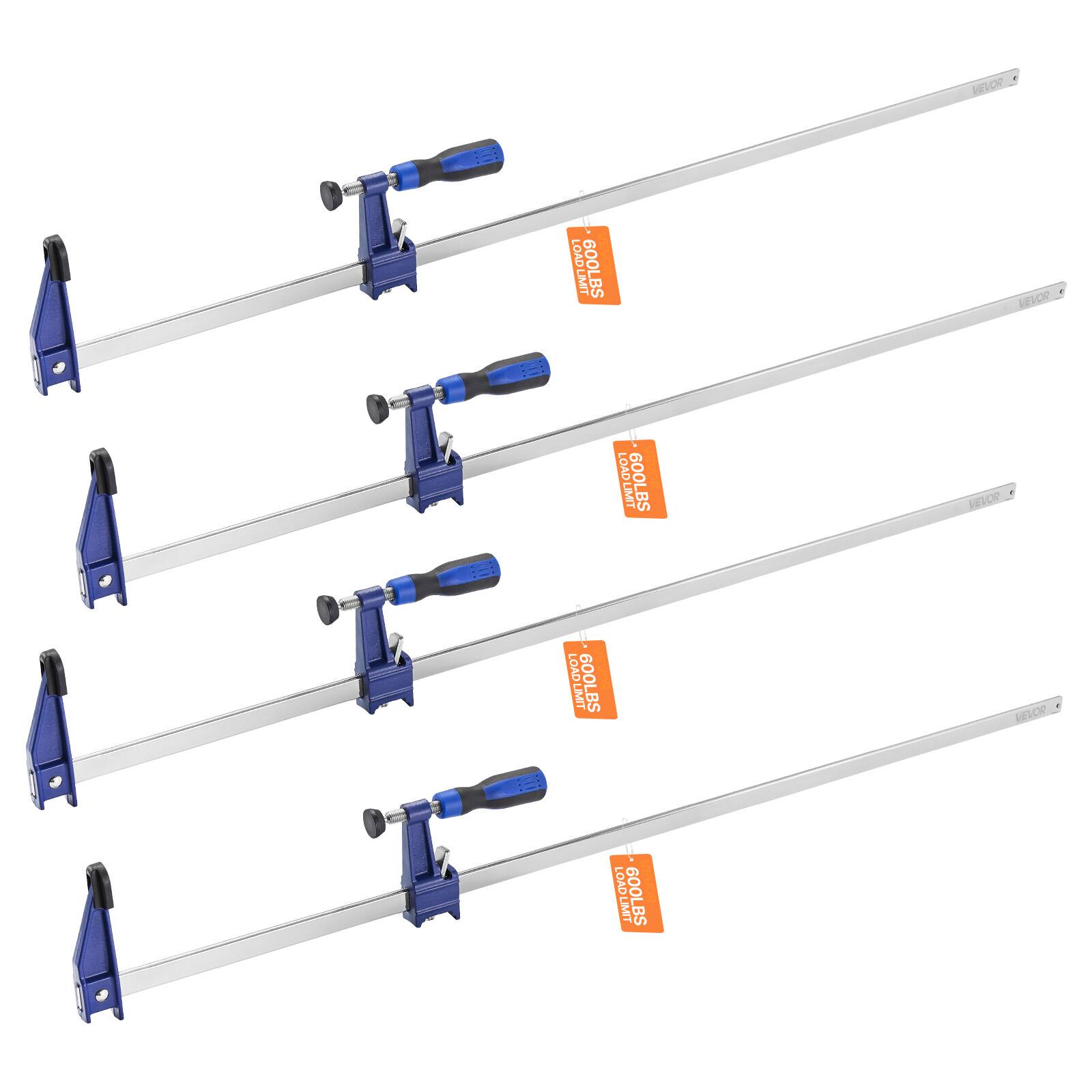 VEVOR - Bar Clamps for Woodworking, 4-Pack 36 inch Opening, Lockable F-Clamp with 600 lbs Load Limit, 2-1/2 inch Depth,Cast Iron - Black + Blue