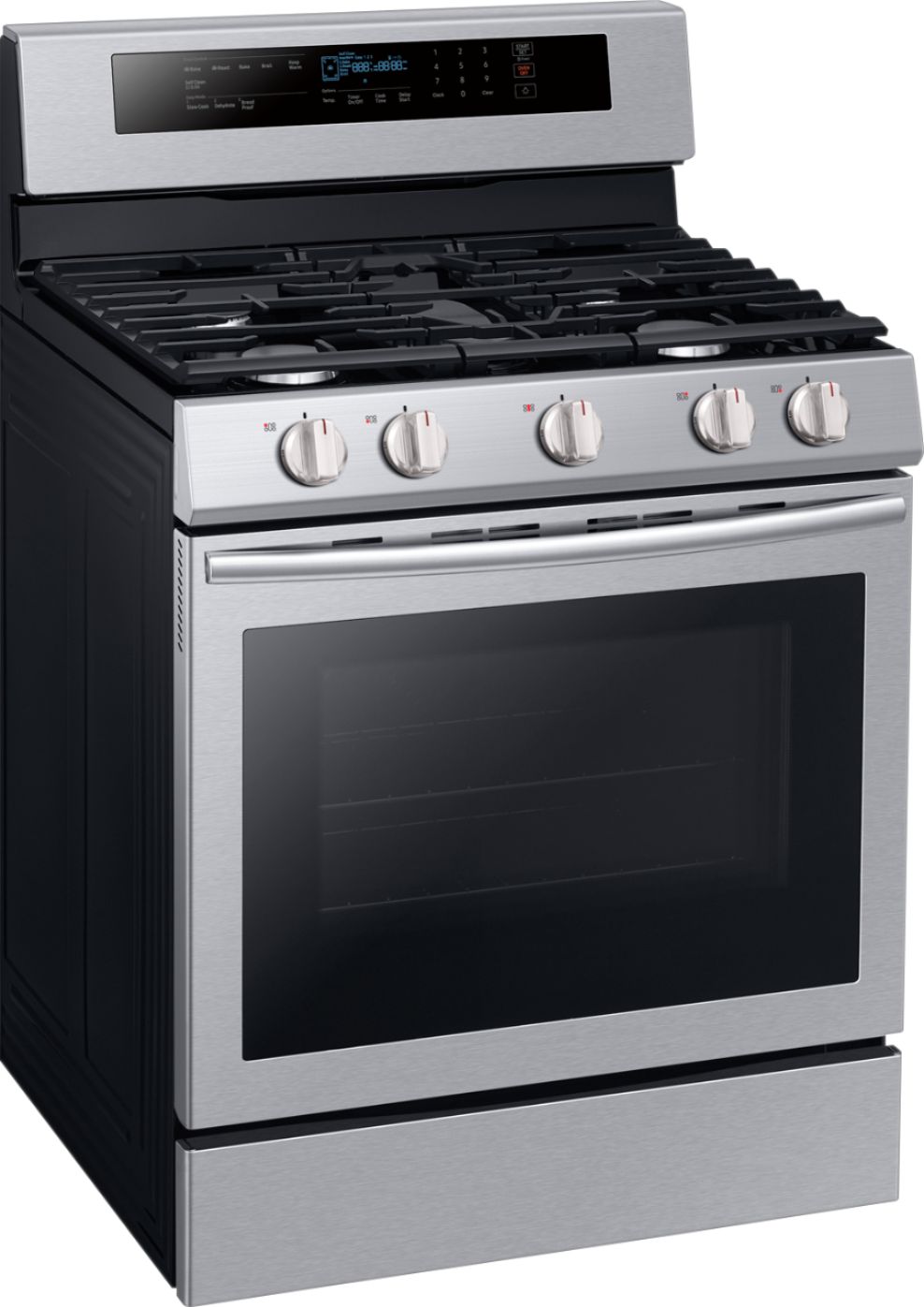 Angle View: Samsung - 5.8 Cu. Ft. Self-cleaning Freestanding Gas Convection Range - Stainless steel