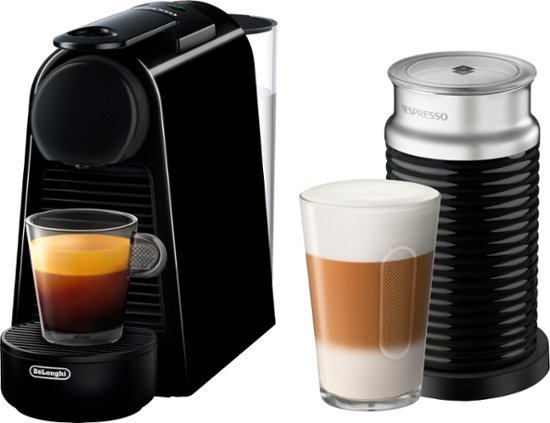 Front Zoom. Nespresso - Essenza Mini Espresso Machine with Aeroccino Milk Frother by DeLonghi - Piano Black.