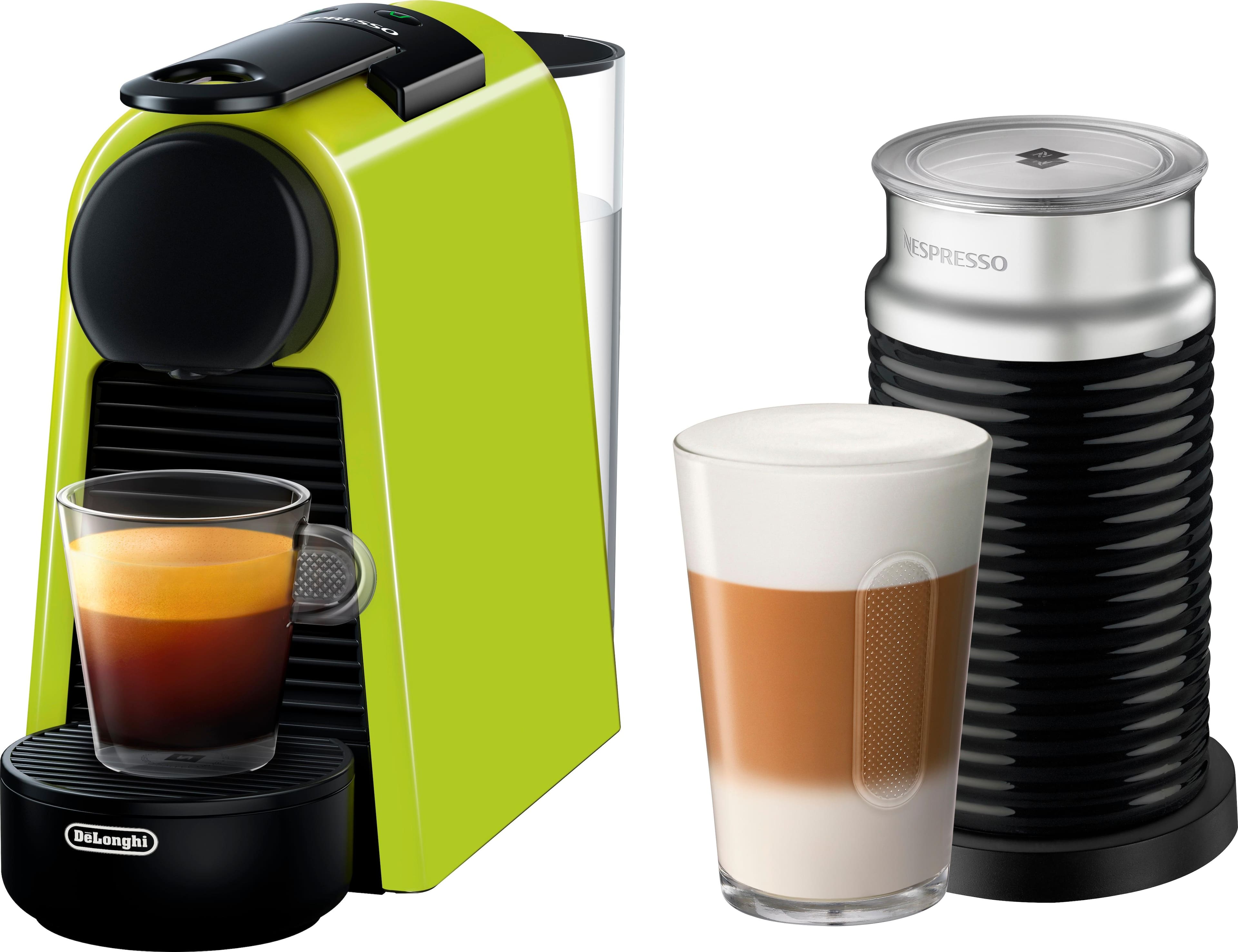 Front. Nespresso - Essenza Mini Espresso Machine with Aeroccino Milk Frother by DeLonghi.