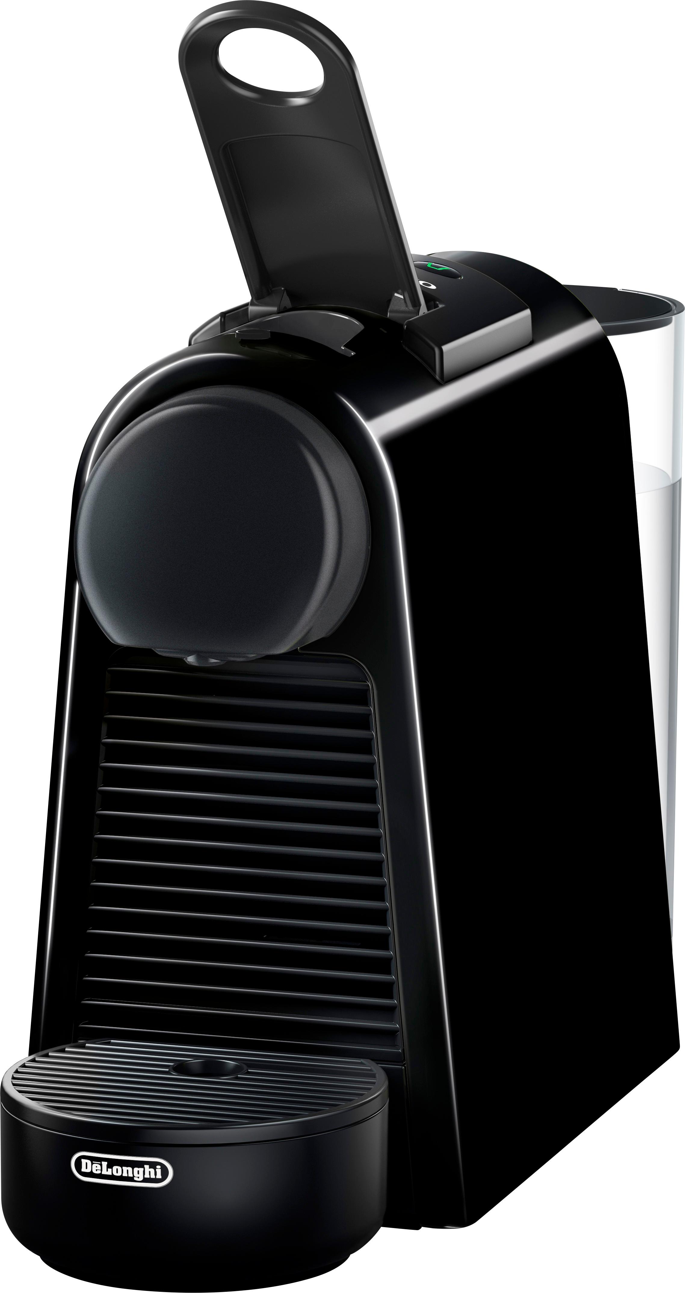 Left View: Nespresso Essenza Mini  Espresso Machine by De'Longhi, Piano Black - Piano Black