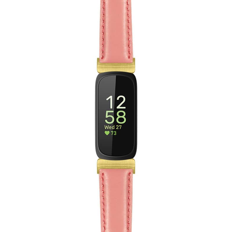 StrapsCo - Everyday Leather Watch Band Strap For Fitbit Inspire 3 - Dark Pink (Yellow Gold Hardware) price history on PriceWatchPro