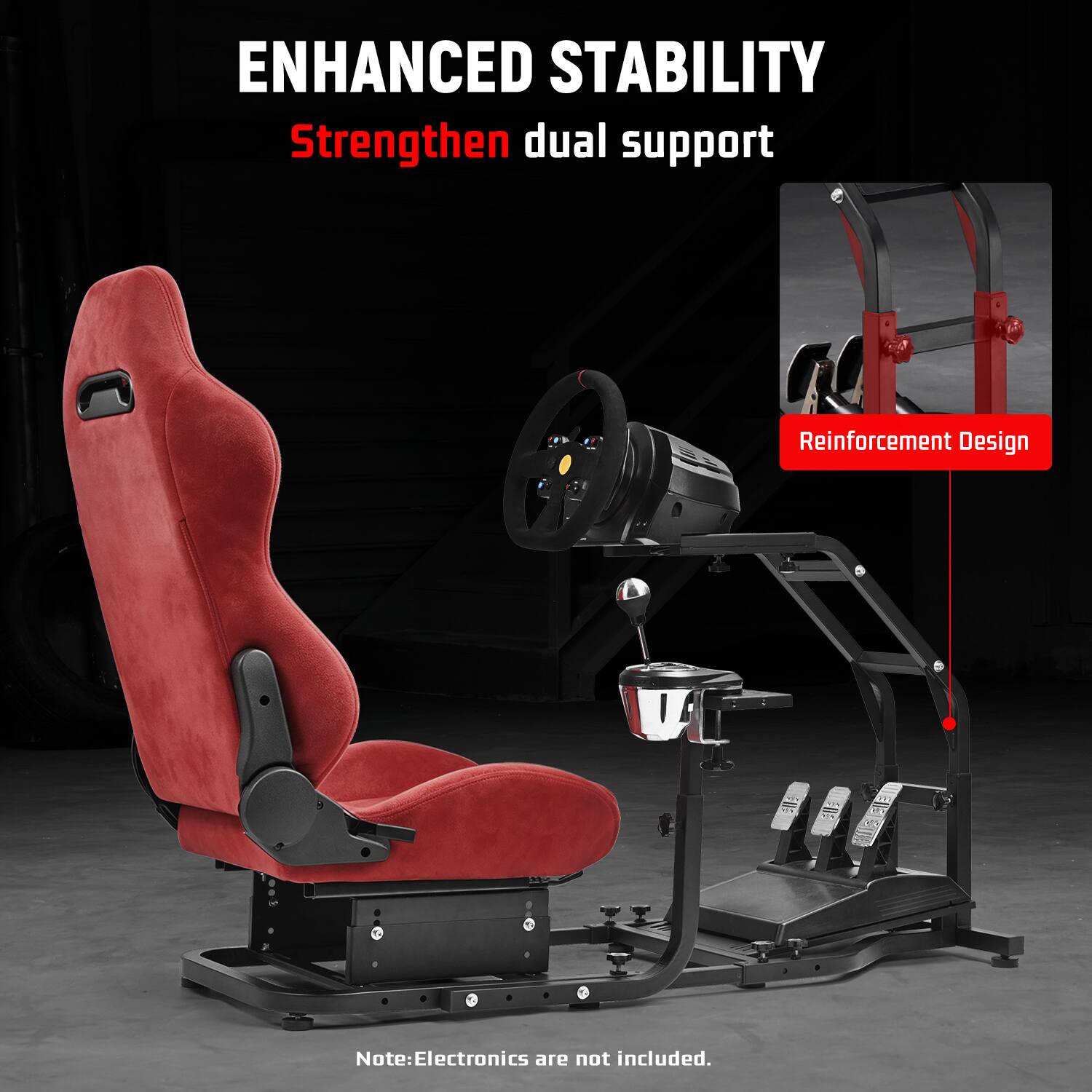 Dardoo Adjustable Racing Simulator Stand with Red Suede Seat, Fit for ...
