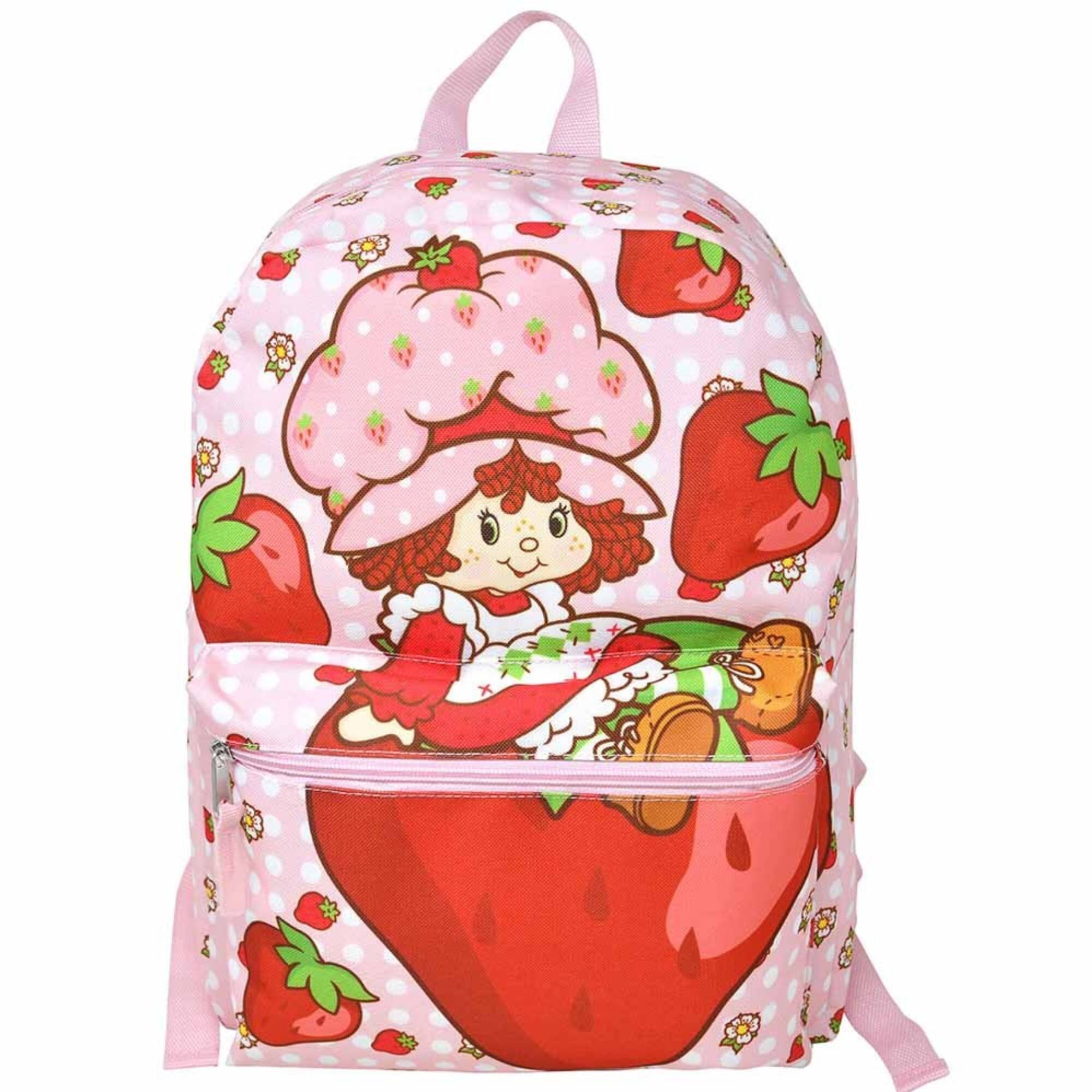 Front. American Greetings - Strawberry Short 16" Pink Nylon School Backpack 16" Bookbag for Girls - Pink.