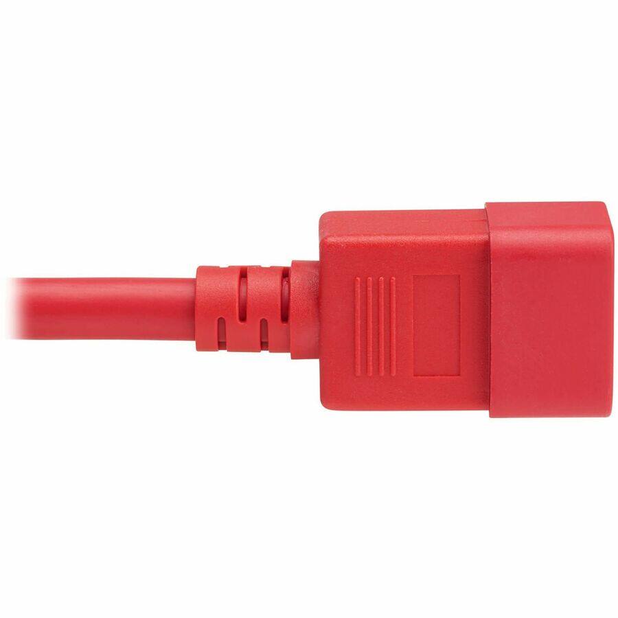 Alt View 5. Tripp Lite - Eaton Tripp Lite Series Power Cord, C20 to C21 - Heavy-Duty, 20A, 250V, 12 AWG, 4 ft. (1.2 m), Red - For Network Switch - Red.
