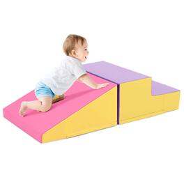 Costway - Step and Slide Climber for Infants and Toddlers Baby Soft Foam Structure Blocks - Yellow