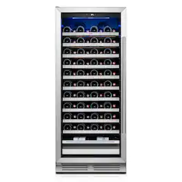 Yeego - 24-inch Wine Cooler Refrigerator, 89-Bottle , 40°F-65°F , Built-in or Freestanding Installationfor Home/Bar/Kitchen - Stainless Steel