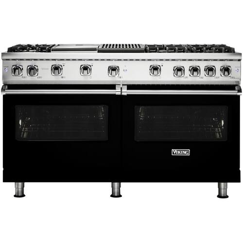 Viking - Professional 5 Series 8.0 Cu. Ft. Freestanding Double Oven Gas Convection Range - Black