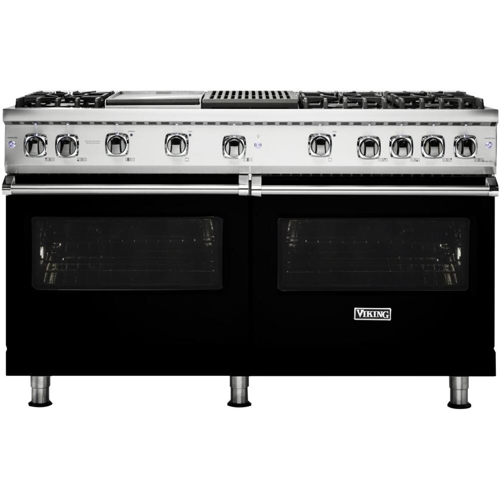 Viking - Professional 5 Series 8.0 Cu. Ft. Freestanding Double Oven Gas Convection Range - Black - Front_Zoom