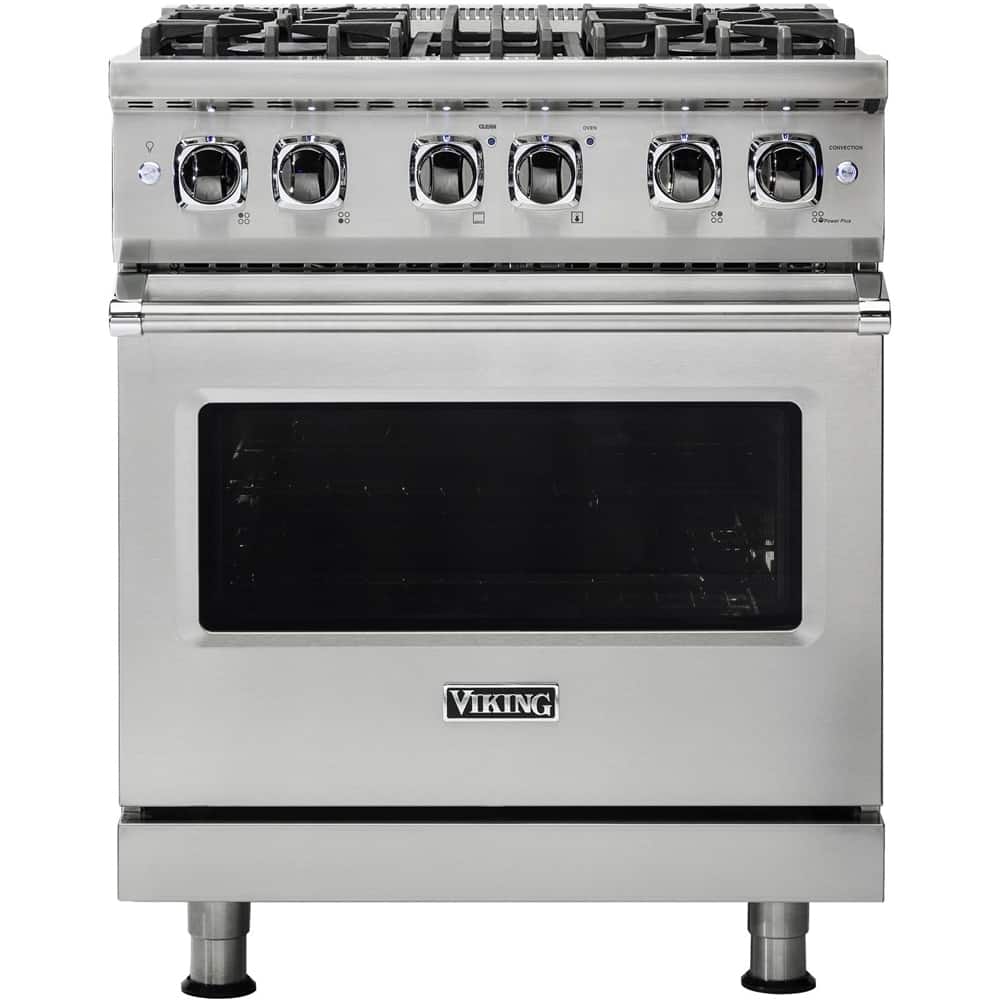 Front. Viking - 5-Series 4.7 Cu. Ft. Self-Cleaning Freestanding Dual Fuel Convection Range - Stainless Steel.