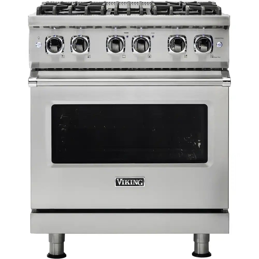 Front. Viking - 5-Series 4.7 Cu. Ft. Self-Cleaning Freestanding Dual Fuel Convection Range - Stainless Steel.