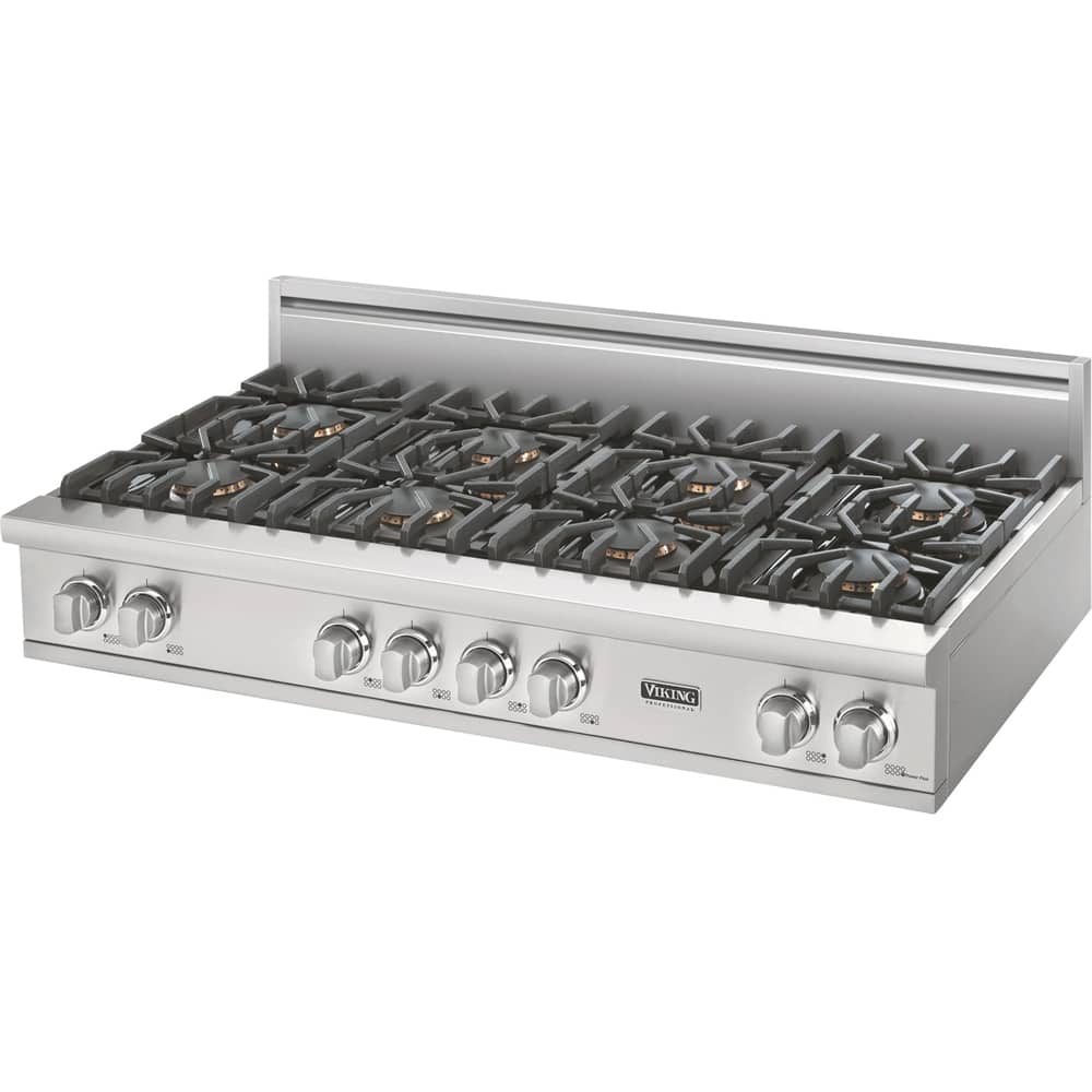 Front. Viking - Built-in 5 Series Gas 48"W Sealed Burner Rangetop - Stainless steel.