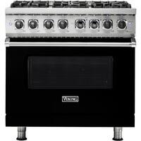 Viking - 5.6 Cu. Ft. Self-Cleaning Freestanding Dual Fuel Convection Range - Black - Front_Zoom