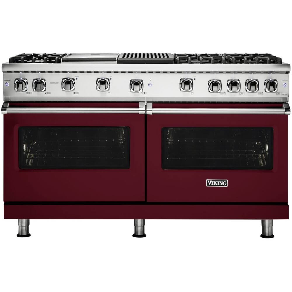 Viking - Freestanding Double Oven Gas Convection Range - Burgundy - Front_Zoom