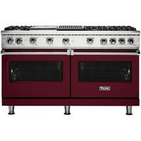 Viking - Freestanding Double Oven Gas Convection Range - Burgundy - Front_Zoom