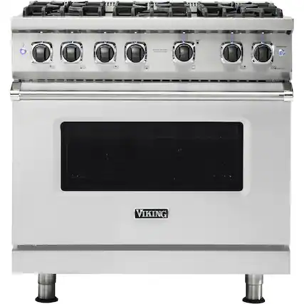 Front. Viking - Professional 5 Series 5.1 Cu. Ft. Freestanding LP Gas Convection Range - Stainless Steel.
