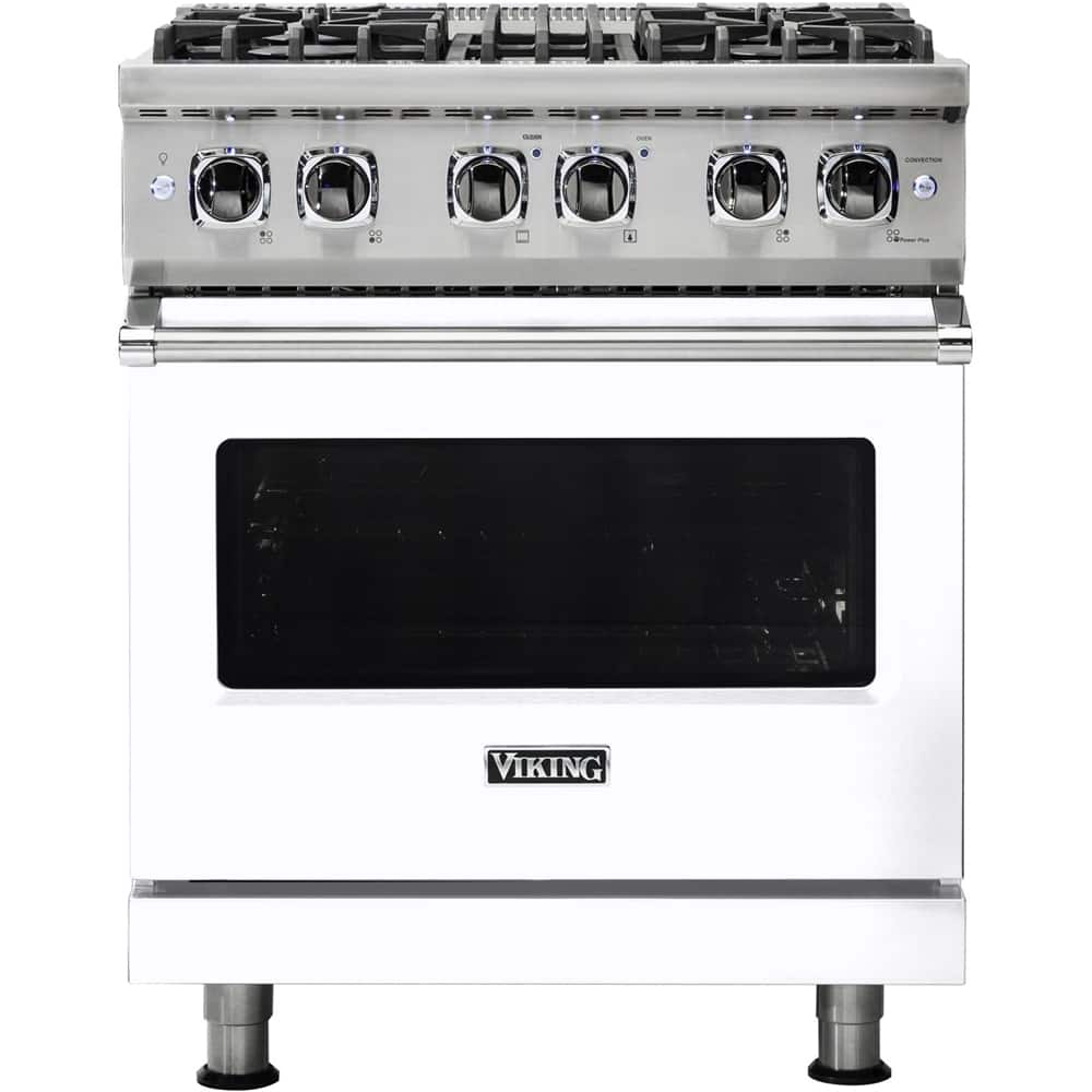 Front. Viking - 5-Series 4.7 Cu. Ft. Self-Cleaning Freestanding Dual Fuel Convection Range - White.