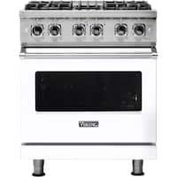 Viking - 4.7 Cu. Ft. Self-Cleaning Freestanding Dual Fuel Convection Range - White - Front_Zoom