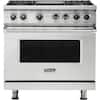 Front. Viking - 5-Series 5.6 Cu. Ft. Self-Cleaning Freestanding Dual Fuel Convection Range - Stainless Steel.