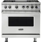 Front. Viking - 5-Series 5.6 Cu. Ft. Self-Cleaning Freestanding Dual Fuel Convection Range - Stainless Steel.