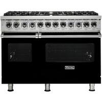 Viking - Self-Cleaning Freestanding Double Oven Dual Fuel Convection Range - Black - Front_Zoom