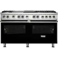Viking - Self-Cleaning Freestanding Double Oven Dual Fuel Convection Range - Black - Front_Zoom