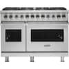 Front. Viking - 5-Series Dual Fuel Self-Clean 48"W Sealed Burner Range - Stainless Steel.