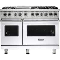 Viking - Self-Cleaning Freestanding Double Oven Dual Fuel Convection Range - White - Front_Zoom
