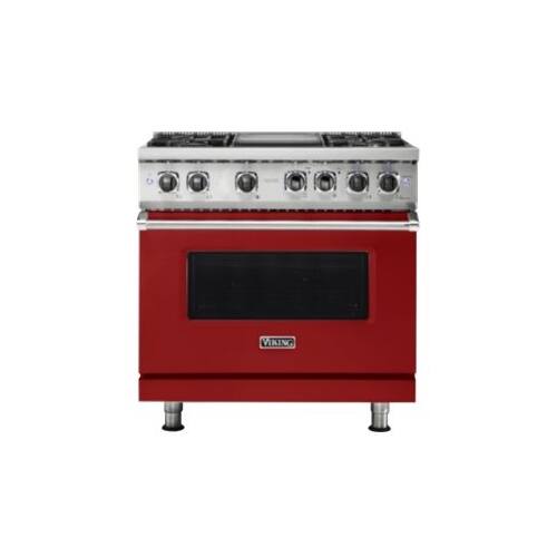 Viking – 5.6 Cu. Ft. Self-Cleaning Freestanding Dual Fuel Convection Range – Apple Red