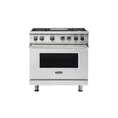 Viking - 5-Series 5.6 Cu. Ft. Self-Cleaning Freestanding Dual Fuel Convection Range - Stainless Steel