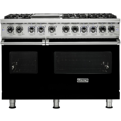 Viking - Self-Cleaning Freestanding Double Oven Dual Fuel Convection Range - Black