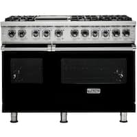 Viking - Self-Cleaning Freestanding Double Oven Dual Fuel Convection Range - Black - Front_Zoom