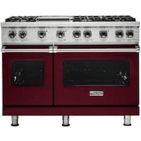 Viking - Freestanding Double Oven Gas Convection Range - Burgundy - Front_Zoom