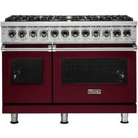 Viking - Self-Cleaning Freestanding Double Oven Dual Fuel Convection Range - Burgundy - Front_Zoom