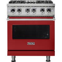 Viking - 4.7 Cu. Ft. Self-Cleaning Freestanding Dual Fuel Convection Range - Apple Red - Front_Zoom