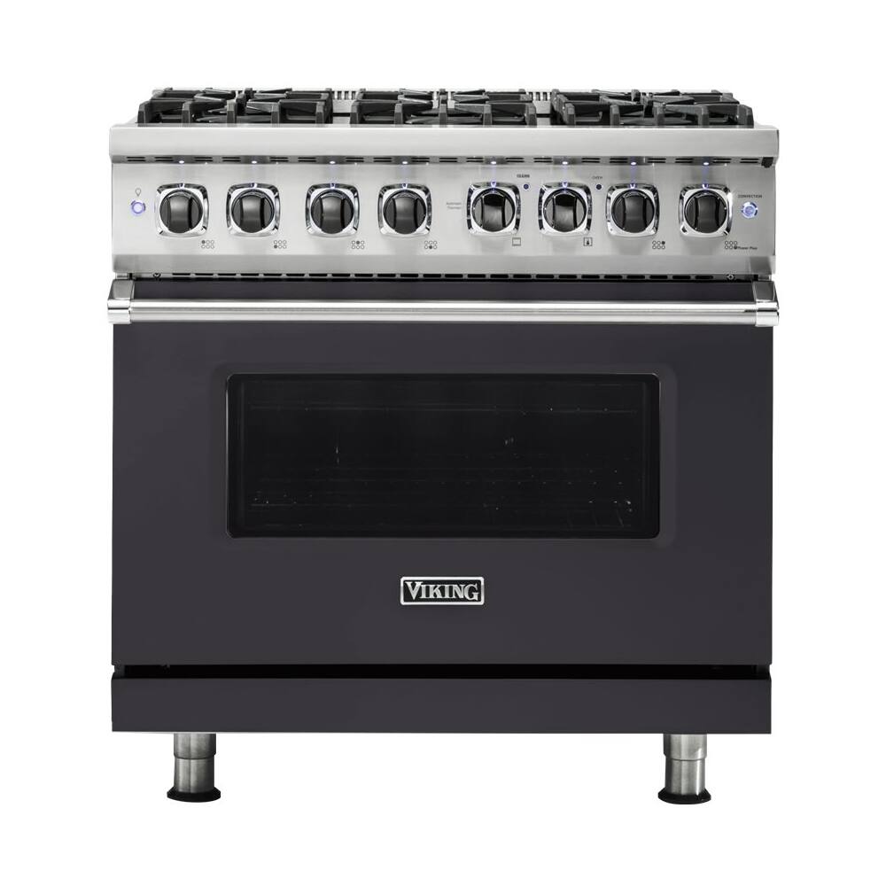Front. Viking - 5.6 Cu. Ft. Self-Cleaning Freestanding Dual Fuel Convection Range - Graphite Gray.
