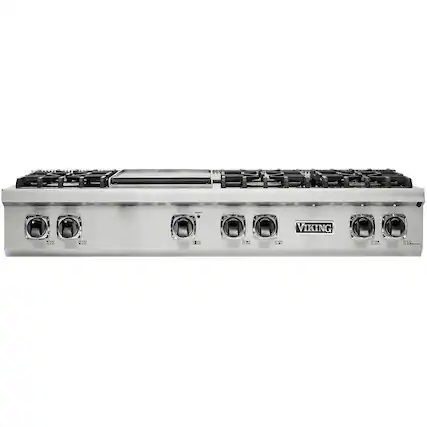 Front. Viking - Built-in 5 Series Gas 48"W Sealed Burner Rangetop - Stainless steel.