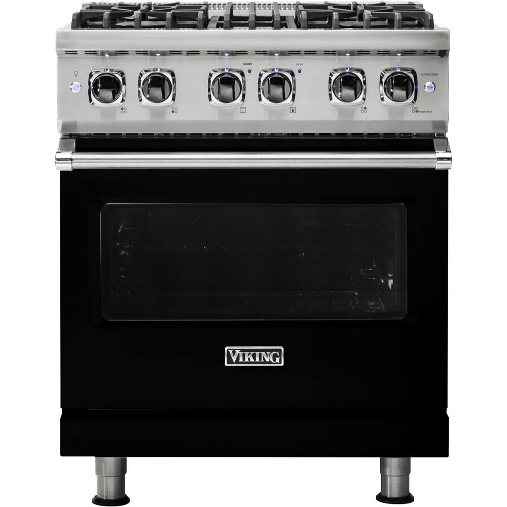Front. Viking - 4.7 Cu. Ft. Self-Cleaning Freestanding Dual Fuel Convection Range - Black.
