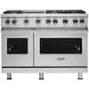 Front. Viking - Professional 5 Series 6.1 Cu. Ft. Freestanding Double Oven Gas Convection Range - Stainless Steel.