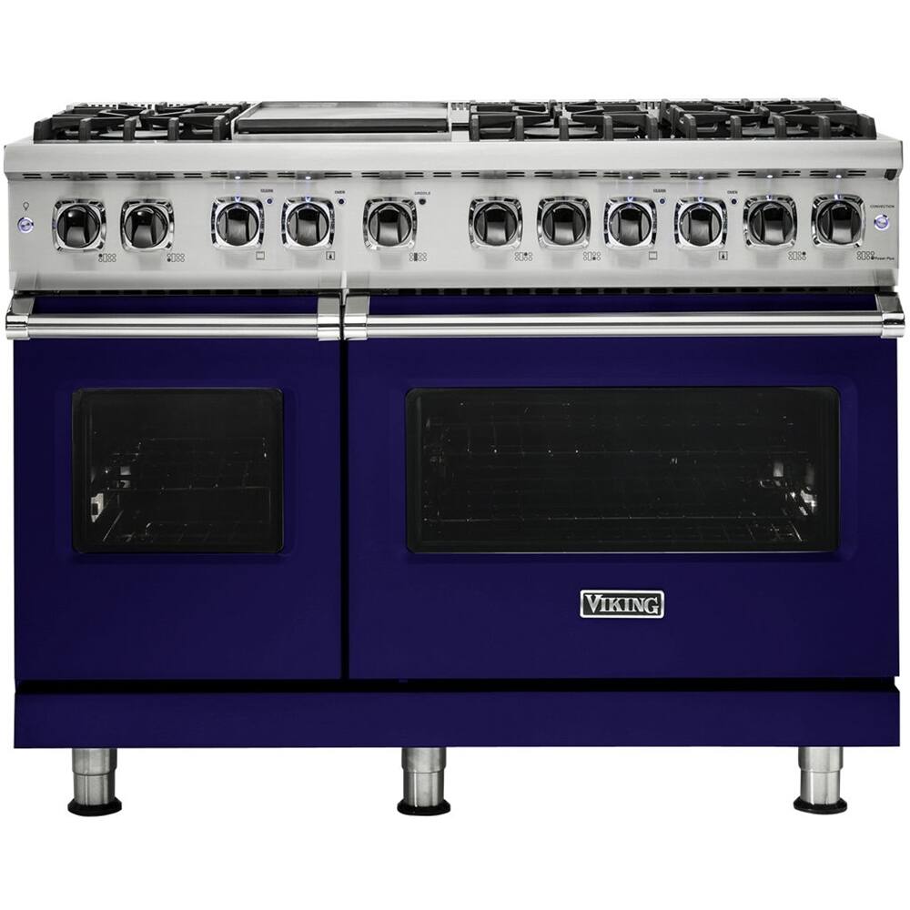 Viking - Self-Cleaning Freestanding Double Oven Dual Fuel Convection Range - Cobalt Blue - Front_Zoom
