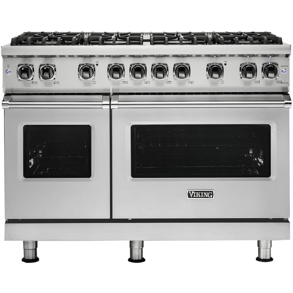 Front. Viking - Professional 5 Series 6.1 Cu. Ft. Freestanding Double Oven Gas Convection Range - Stainless Steel.