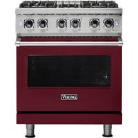 Viking - 4.7 Cu. Ft. Self-Cleaning Freestanding Dual Fuel Convection Range - Burgundy - Front_Zoom