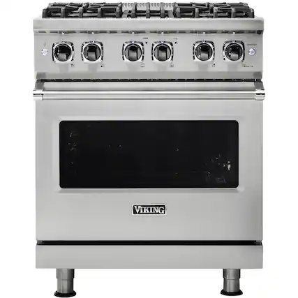Front. Viking - 5-Series 4.7 Cu. Ft. Self-Cleaning Freestanding Dual Fuel Convection Range - Stainless steel.