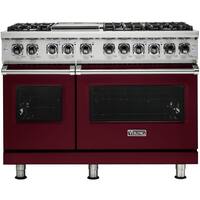 Viking - Self-Cleaning Freestanding Double Oven Dual Fuel Convection Range - Burgundy - Front_Zoom
