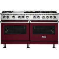 Viking - Self-Cleaning Freestanding Double Oven Dual Fuel Convection Range - Burgundy - Front_Zoom