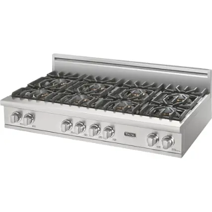 Front. Viking - Built-in 5 Series Gas 48"W Sealed Burner Rangetop-LP - Stainless Steel.