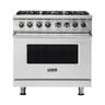 Viking - 36 in. Wide 6 Burner 5-Series 5.6 Cu. Ft. Self-Cleaning Freestanding Dual Fuel Convection Range - Stainless Steel