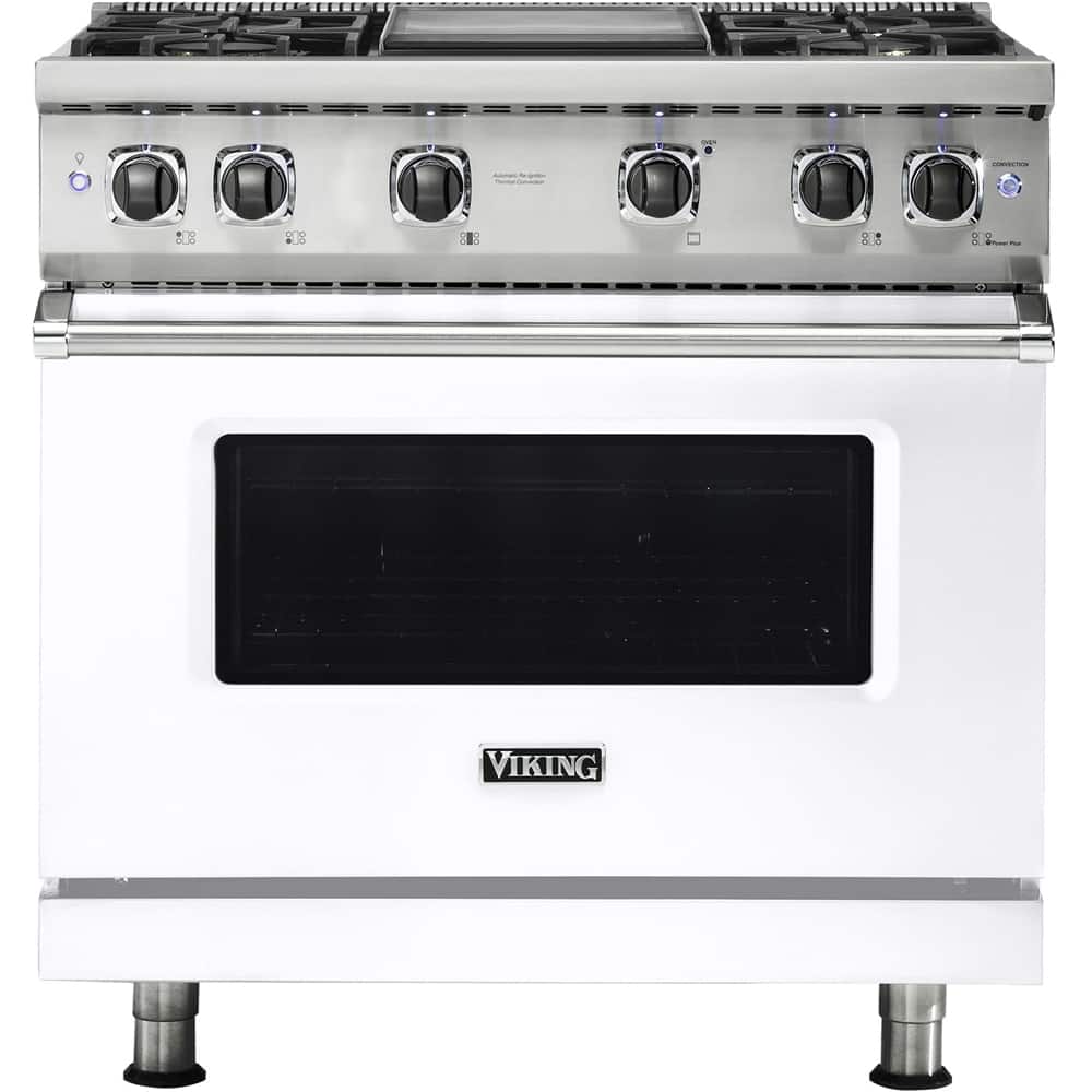 Front. Viking - 5.1 Cu. Ft. Freestanding LP Gas Convection Range - White.